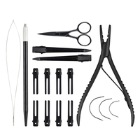 Kit d'outils professionnels en acier inoxydable de qualité supérieure pour extensions capillaires, 10 pièces, avec outil pour micro-anneaux et pince à bandes adhésives, logo personnalisé accepté