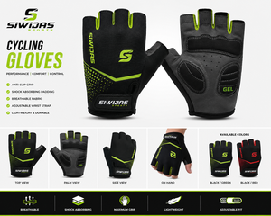 ถุงมือปั่นจักรยานแบบครึ่งนิ้ว ระบายอากาศได้ดี  แผ่นเจลกันลื่น  หน้าจอสัมผัสได้  ผ้าไลคร่า  สายรัดข้อมือปรับได้ - Product Image 1
