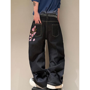 Pantalones Vaqueros Anchos de Mezclilla para Hombre, Estilo Casual, Holgados, Estilo Urbano, Vintage, Negros - Product Image 4