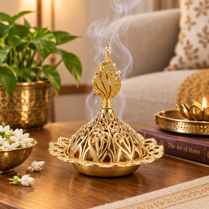 Luxury Solid Brass Bakhoor <b>Burner</b> Arabic <b>Incense</b> Holder Home Fragrance Decor OEM ODM Manufacturer Exporter from India - Product Image 3