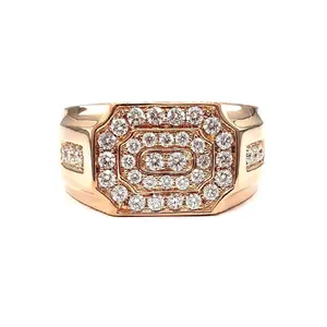 Best Boyfriend Lover Gift 18k Solid Pink Gold 100% Natural Diamond Fine Jewelry Statement large Gents Cock Ring per uomo