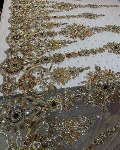 Apliques de Encaje con Cuentas Hechos a Mano, Tela de Malla con Cristales Brillantes de Alta Gama para Vestidos de Noche, Alfombra Roja, Proveedor Mayorista - Product Image 2