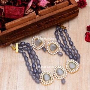 ชุดเครื่องประดับลูกปัดหินขนาดใหญ่สวยงามสำหรับงานปาร์ตี้ ชุดเครื่องประดับงานแต่งงาน เครื่องประดับแฟชั่นสำหรับผู้หญิงและเด็กผู้หญิง สวมใส่ในงานแต่งงาน - Product Image 2