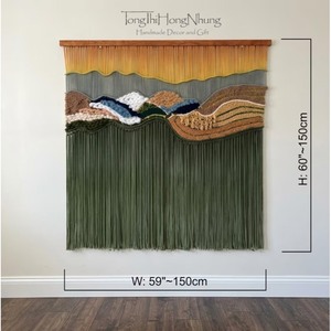 Décoration murale en macramé, paysage naturel, rectangle, décoration d'intérieur, pièce d'art pour chambre à coucher, emballage en une seule pièce - Product Image 4