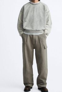 Sweat-shirts personnalisés pour hommes, style délavé à l'acide, coupe ample, streetwear, pull-over uni, col rond en coton premium - Product Image 5