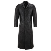 Manteau long en cuir de mouton véritable pour homme, manteau classique noir, manteau en cuir d'hiver de qualité supérieure, fabricant en gros ODM