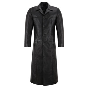 Abrigo Largo de Cuero Napa de Oveja Genuino para Hombre, Gabardina Clásica Negra de Invierno, Fabricante Mayorista ODM - Product Image 1