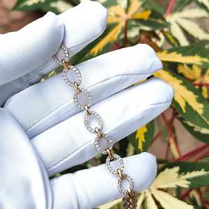 Bracelet en chaîne à maillons en forme de diamant rond en moissanite pour femmes, bijoux fins en argent 925, cadeau de mariage pour les amoureux - Product Image 3