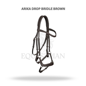 Brida de equitación inglesa ARIKA DROP BRIDLE marrón, tamaño completo, para control de caballos - Product Image 2
