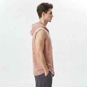 Camiseta sin mangas con capucha y cremallera para hombre, estilo tie-dye, informal, de punto, oversize, de algodón, para gimnasio, estilo urbano, con cremallera. - Product Image 3