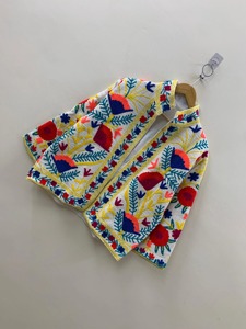 Chaqueta de Algodón con Bordado Floral Bohemio, Cuello Mandarín, Manga Larga, Talla Grande, Ropa Exterior Informal para Mujer, Primavera - Product Image 3