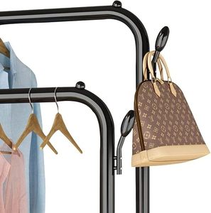 Minimalist Metal <b>Clothing</b> <b>Rack</b> With Wheels 4-Tier Storage Shelf <b>Standing</b> Wardrobe Organizer Multifunctional Design - Product Image 6