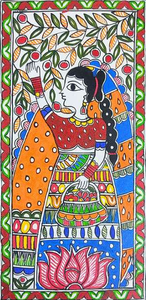 Auténtica Pintura Mithila de Jharkhand, Obra de Arte Metálica Tradicional Hecha a Mano, Decoración 3D Completa para el Hogar - Product Image 3