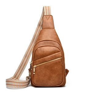 Bolso de pecho minimalista, bolso de hombro con cierre de cremallera, microfibra, cuero sintético, marrón, duradero, uso diario, todas las estaciones - Product Image 1
