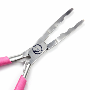 Pince professionnelle classique pour extensions de cheveux, 6 pouces, argentée avec poignée noire, pour l'installation et le retrait - Product Image 2