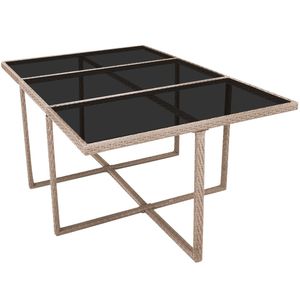 Set da pranzo in Poly Rattan Beige da 11 pezzi con cuscini per il tempo libero in giardino - Product Image 5