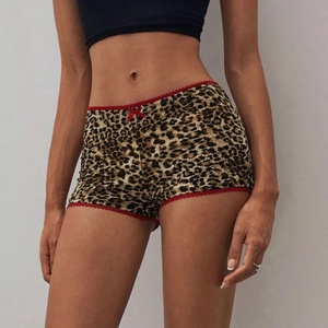 Shorts pour femmes, taille mi-haute, tricotés, en mélange de coton et élasthanne, respirants, avec cordon de serrage croisé, style formel - Product Image 4