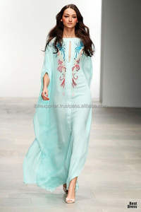 Arabic Muslim <b>Women</b> Light Weight Fabric <b>Kaftan</b> With Minimal Embroidery Best <b>for</b> Summer Wear - Product Image 2