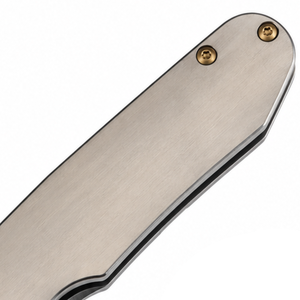 Navajas Plegables Plateadas, Negras y Doradas con Mango de Metal Cepillado, Hoja Oscura, Herrajes Dorados, Ranura para el Pulgar y Clip de Bolsillo para Uso en Exteriores - Product Image 3