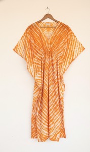 Vestido Kaftán Maxi con Cuello en V, Estampado, Hecho a Mano, Ecológico, de Algodón, con Tinte Tradicional, para Mujer, Nuevo, Holgado, Informal, para Playa o Fitness - Product Image 4