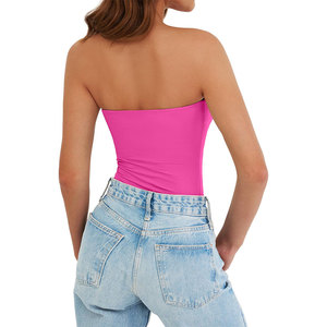 Beautiful Bright <b>Pink</b> Women's <b>Tube</b> <b>Top</b> Skin Friendly 100% Polyester Blended Material Breathable <b>Top</b> Classical Designer Look <b>Top</b> - Product Image 5