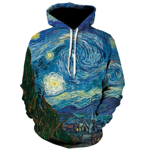 Sweat-shirt à capuche imprimé en 3D Starry Night pour hommes, style Harajuku, mode hip-hop, motif uni, sweats à capuche pour hommes - Product Image 4