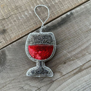 Élégant pour l'ornement de flûte à champagne Fabriqué à la main Ivoire Or Design Perle Accents Couronne Détail pour le Nouvel An Noël Suspendu - Product Image 2