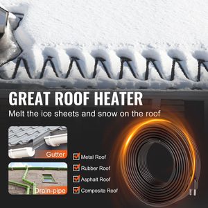 120FT 5W/FT Self-Regulating Pipe <b>Heating</b> <b>Cable</b> Heat Tape Pipes for Roof Snow Melting De-Icing Gutter Freeze Blanket Heaters - Product Image 4