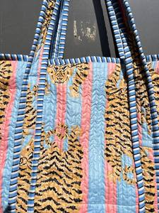 Sac fourre-tout matelassé léger style bohème couleur unie grande capacité en coton pour le shopping et les voyages - Product Image 2