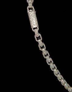 Collar de Cadena Personalizado con Moissanita, Cadena de Eslabones con Micro Pavé, Plata de Ley 925, Tamaño Ajustable, Bañado en Rodio, Lujo Hip Hop - Product Image 4