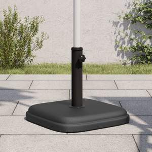 Parasol de terrasse en plastique noir et base en béton avec tube en fer, accessoire de mobilier d'extérieur durable - Product Image 1