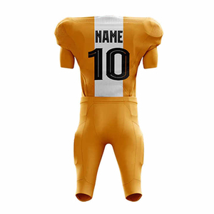 American Football Uniform Set Gold White V-<b>Neck</b> Short Sleeve <b>Padded</b> Fitted Men's Athletic Wear All Seasons - Product Image 2