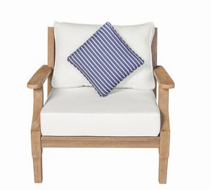 Sillón de Jardín de Madera de Teca Sólida, Sillón de Exterior con Cojín, Asiento Minimalista para Patio - Product Image 1