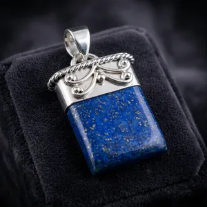 925 Sterling Silver Lapis Lazuli Pendant Bezel Setting Classic Solitaire Everyday Wear Jewelry - Product Image 4