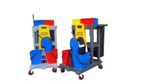 Carrito de Limpieza de Plástico Resistente de 1 Estante y 4 Ruedas con Capacidad de 300 lb para Uso en Interiores - Product Image 2