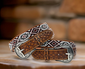 OEM Beaded Argentina Cow Leather Western Floral <b>Engraved</b> Hand <b>Tooled</b> Full Grain Brazilian Cow Leather Genuine Leather Belt - Product Image 6