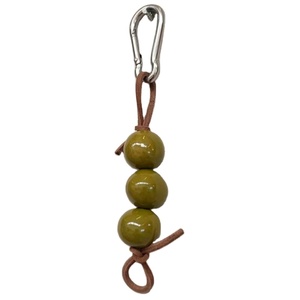 Hot Selling Handmade Beaded Keychain Olive Green Resin Beads Leather Strap Metal Clip Bag Charm <b>Car</b> <b>Key</b> Holder Gift - Product Image 1
