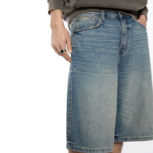 Custom Denim Jorts Hip-hop Embroidered Vintage BLUE WASHED Denim Baggy <b>Jean</b> Shorts <b>Men</b> Custom Design Long Shorts - Product Image 6