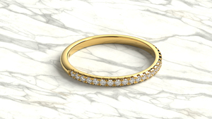 Anillo de Boda de Oro de 18K con Micro Pavé de Diamantes, Corte Redondo, Media Eternidad, Anillo Delicado Apilable, Joyería Fina para Mujer - Product Image 3