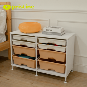 Minimalist 4-Layer <b>Plastic</b> Storage Cabinet With Drawers Rectangular Design For Multifunctional <b>Stacking</b> Unit - Product Image 3