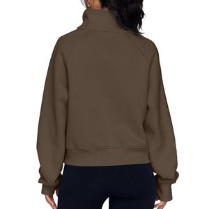 High Quality <b>Ladies</b> <b>Half</b> <b>Zip</b> Sweatshirt Loose Fit Mock Neck Pullover Heavyweight <b>Fleece</b> Hoodie Streetwear Fashion Tops - Product Image 2