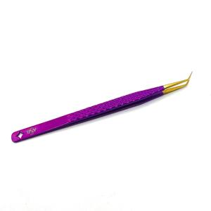 Pinza para Pestañas de Acero Inoxidable Morado, Punta de Precisión de 45 Grados, Herramienta de Aislamiento Suave, Aplicación Profesional de Pestañas - Product Image 3