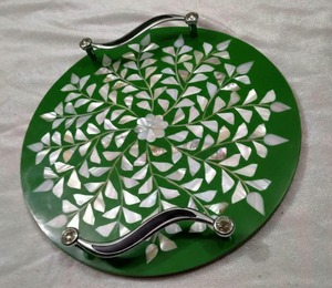 Rectangular MOP Inlay Serving Storage Tray With Metal Handles Luxury <b>Coffee</b> <b>Table</b> Serving Breakfast Vanity Tray For Tableware - Product Image 4