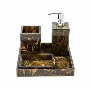 Modern Luxury Polyresin <b>Bathroom</b> <b>Accessories</b> <b>Set</b> Easy-to-Clean Rectangular White Interior Design - Product Image 2