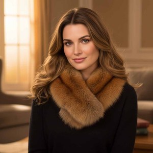 ชุดผ้าพันคอขนสุนัขจิ้งจอกแท้ สีธรรมชาติ เป็นมิตรกับสิ่งแวดล้อมและระบายอากาศได้ดี ปลอกคอถอดออกได้ ความยาวพิเศษ ใช้ได้ทุกฤดู - Product Image 1