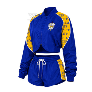 Ropa al por mayor de la hermandad griega Sigma Gamma Rho, conjunto deportivo de 2 piezas para mujer, chaqueta cortavientos y pantalones cortos. - Product Image 1
