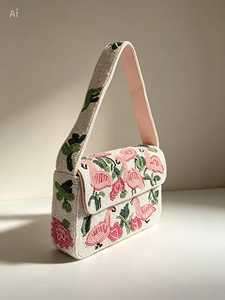Bolsos de Mensajero de Lino con Cuentas Hechos a Mano, Diseño Bohemio Moderno Indio, Bordados, Impermeables, Ecológicos, Ligeros, 1L - Product Image 5