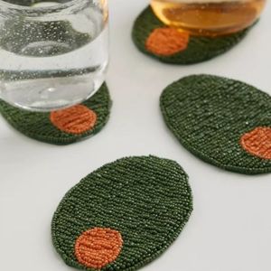 Multicolour Handmade Seed <b>Beaded</b> <b>Coaster</b> Set Decorative Boho Table Protection Mats Decor For Hotels Restaurants And Resorts - Product Image 2