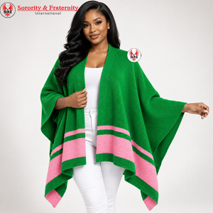 Cape châle en laine brodée Alpha Kappa Sorors pour femmes, longue, toutes saisons, pour sororité grecque - Product Image 1