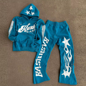 Conjunto de Sudadera y Pantalones Deportivos Estampados con Efecto Ácido, Estilo Casual Urbano, Ajustado, Ligero, para Parejas - Product Image 4